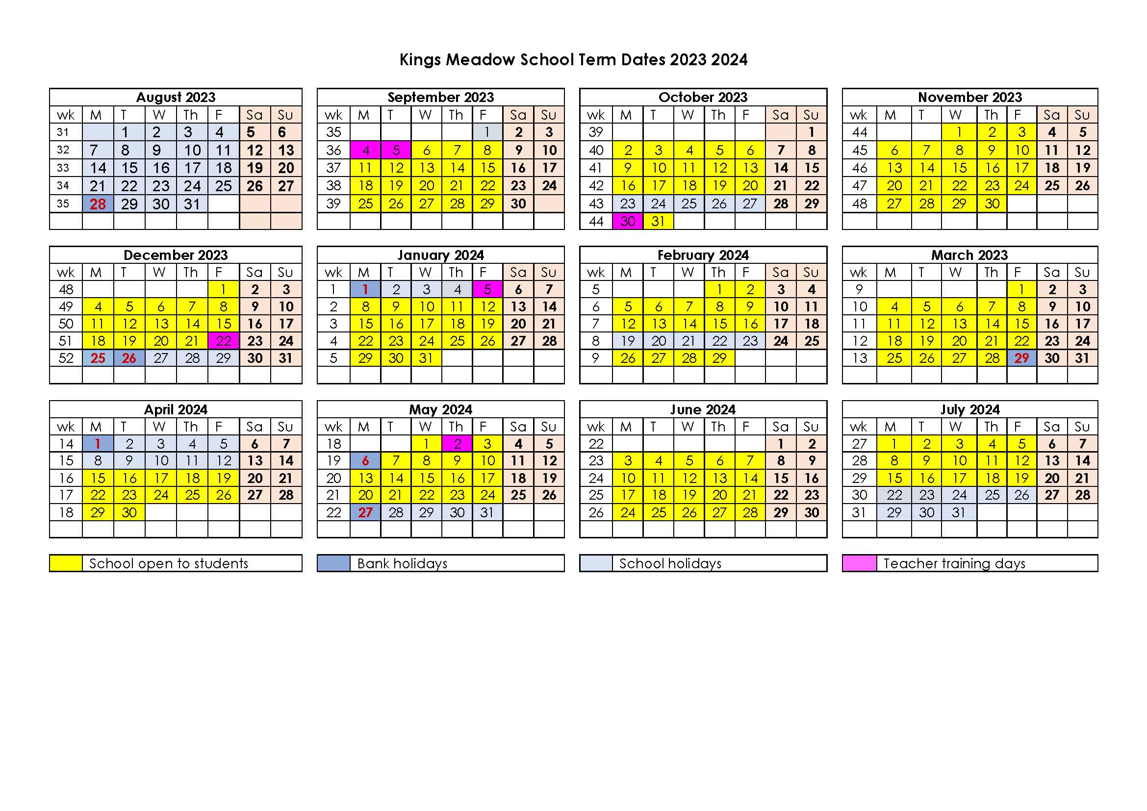 KM 2023 24 term dates
